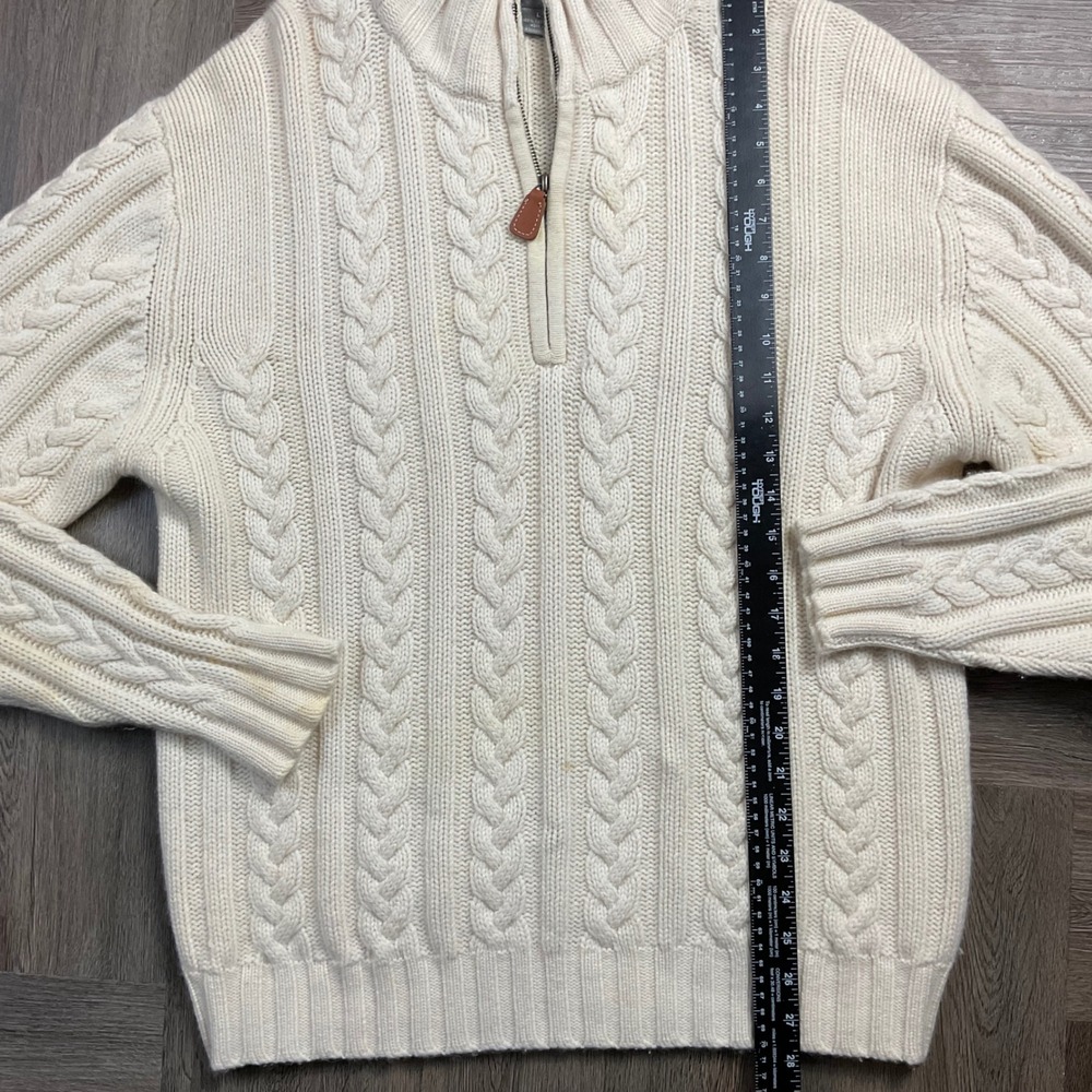 Daniel Cremieux Signature Sweater Mens Large Cream Cashmere 1/4 Zip Fisherman - Picture 9 of 9